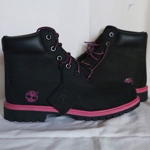 Black and Pink Timberland Boots